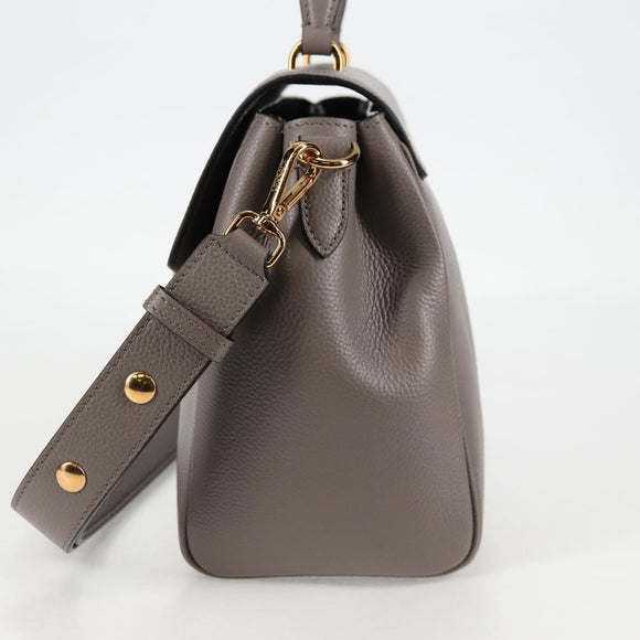 VERSACE Hand Bag Leather 2way Gray Gold Auth 133351