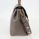 VERSACE Hand Bag Leather 2way Gray Gold Auth 133351-4