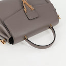 VERSACE Hand Bag Leather 2way Gray Gold Auth 133351-6