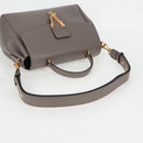 VERSACE Hand Bag Leather 2way Gray Gold Auth 133351-8