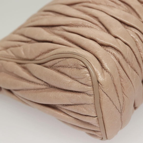 Miu Miu Matelasse Shoulder Bag Leather Pink Gold Auth 133370