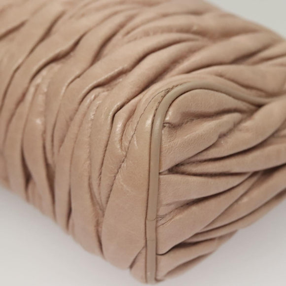 Miu Miu Matelasse Shoulder Bag Leather Pink Gold Auth 133370