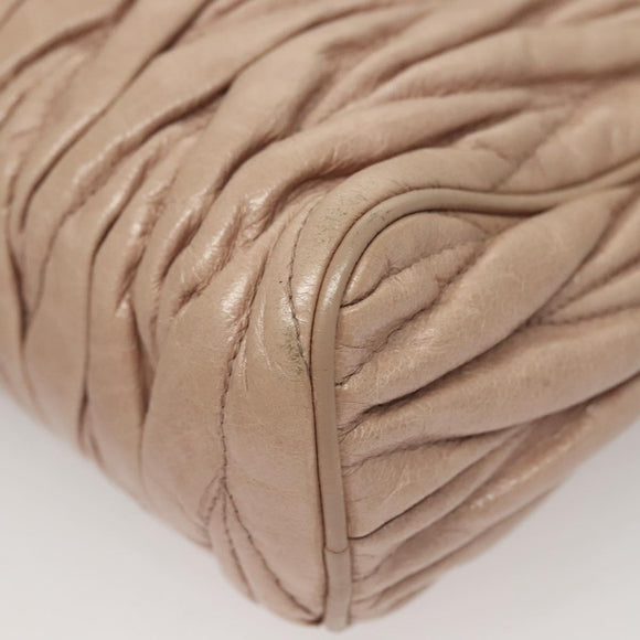 Miu Miu Matelasse Shoulder Bag Leather Pink Gold Auth 133370