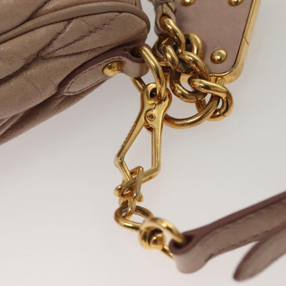 Miu Miu Matelasse Shoulder Bag Leather Pink Gold Auth 133370