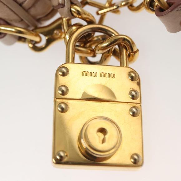 Miu Miu Matelasse Shoulder Bag Leather Pink Gold Auth 133370