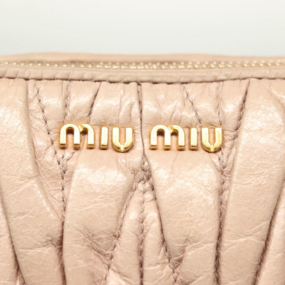 Miu Miu Matelasse Shoulder Bag Leather Pink Gold Auth 133370