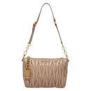Miu Miu Matelasse Shoulder Bag Leather Pink Gold Auth 133370-2