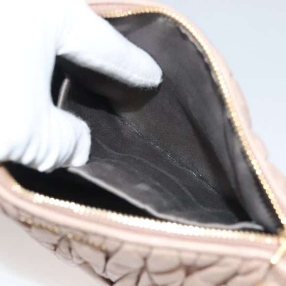 Miu Miu Matelasse Shoulder Bag Leather Pink Gold Auth 133370