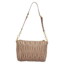 Miu Miu Matelasse Shoulder Bag Leather Pink Gold Auth 133370-3