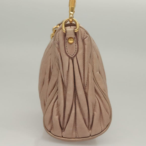 Miu Miu Matelasse Shoulder Bag Leather Pink Gold Auth 133370