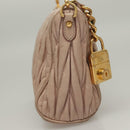 Miu Miu Matelasse Shoulder Bag Leather Pink Gold Auth 133370-5