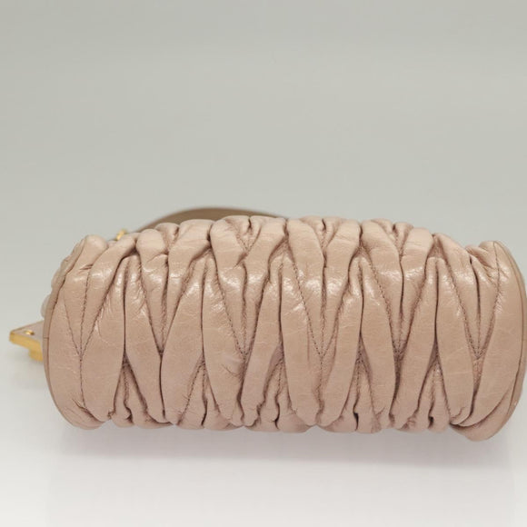 Miu Miu Matelasse Shoulder Bag Leather Pink Gold Auth 133370