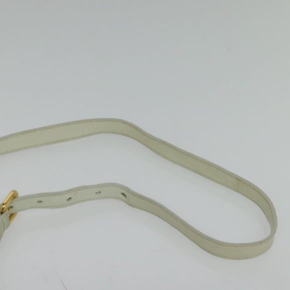 PRADA Hand Bag Leather 2way White Gold Auth 133371