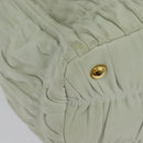 PRADA Hand Bag Leather 2way White Gold Auth 133371-17