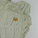 PRADA Hand Bag Leather 2way White Gold Auth 133371-18