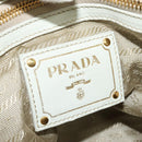 PRADA Hand Bag Leather 2way White Gold Auth 133371-20