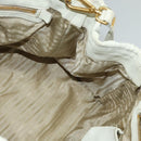 PRADA Hand Bag Leather 2way White Gold Auth 133371-21