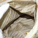 PRADA Hand Bag Leather 2way White Gold Auth 133371-24