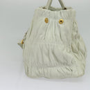 PRADA Hand Bag Leather 2way White Gold Auth 133371-4