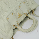 PRADA Hand Bag Leather 2way White Gold Auth 133371-6
