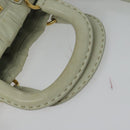 PRADA Hand Bag Leather 2way White Gold Auth 133371-7