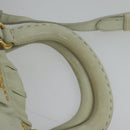 PRADA Hand Bag Leather 2way White Gold Auth 133371-14