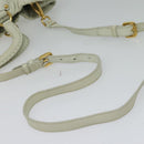 PRADA Hand Bag Leather 2way White Gold Auth 133371-8