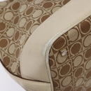 Salvatore Ferragamo Gancini Shoulder Bag Canvas Beige Gold Auth 133373-9