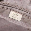 Salvatore Ferragamo Gancini Shoulder Bag Canvas Beige Gold Auth 133373-12