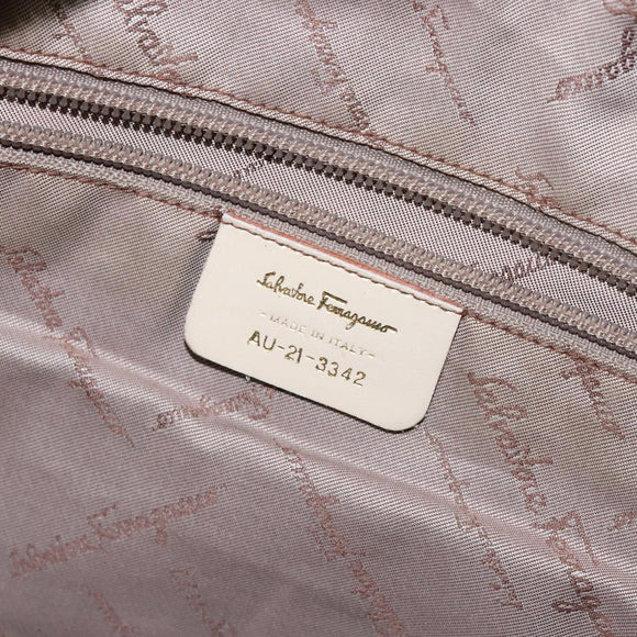 Salvatore Ferragamo Gancini Shoulder Bag Canvas Beige Gold Auth 133373