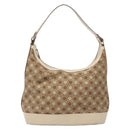 Salvatore Ferragamo Gancini Shoulder Bag Canvas Beige Gold Auth 133373-13