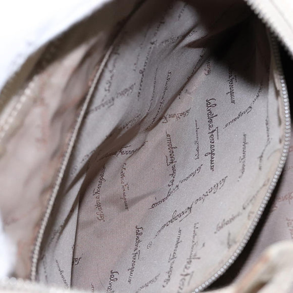 Salvatore Ferragamo Gancini Shoulder Bag Canvas Beige Gold Auth 133373