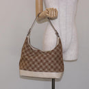 Salvatore Ferragamo Gancini Shoulder Bag Canvas Beige Gold Auth 133373-22