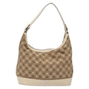 Salvatore Ferragamo Gancini Shoulder Bag Canvas Beige Gold Auth 133373-2