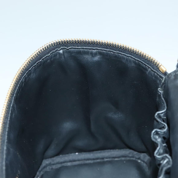 CHANEL COCO Mark Vanity Pouch Caviar Skin Black Gold CC Auth 133374