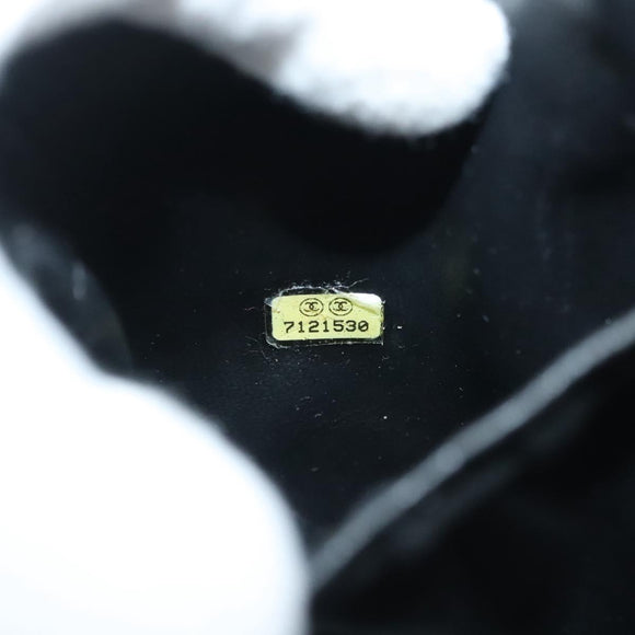 CHANEL COCO Mark Vanity Pouch Caviar Skin Black Gold CC Auth 133374