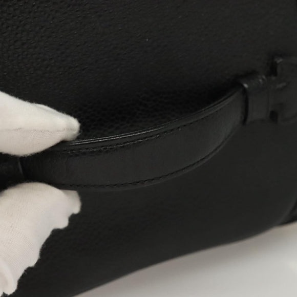 CHANEL COCO Mark Vanity Pouch Caviar Skin Black Gold CC Auth 133374