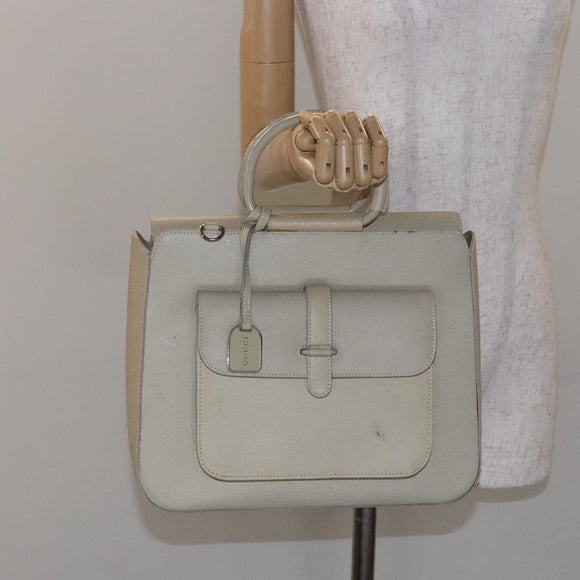 GUCCI Hand Bag Leather Beige 000 2058 0307 5 Auth 133378