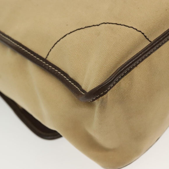 PRADA Shoulder Bag Canvas Beige Silver Auth 133380