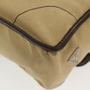 PRADA Shoulder Bag Canvas Beige Silver Auth 133380-13