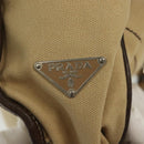 PRADA Shoulder Bag Canvas Beige Silver Auth 133380-14