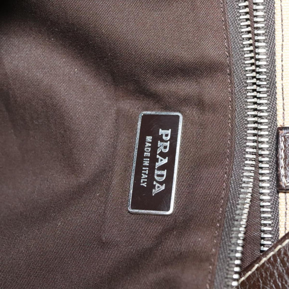 PRADA Shoulder Bag Canvas Beige Silver Auth 133380