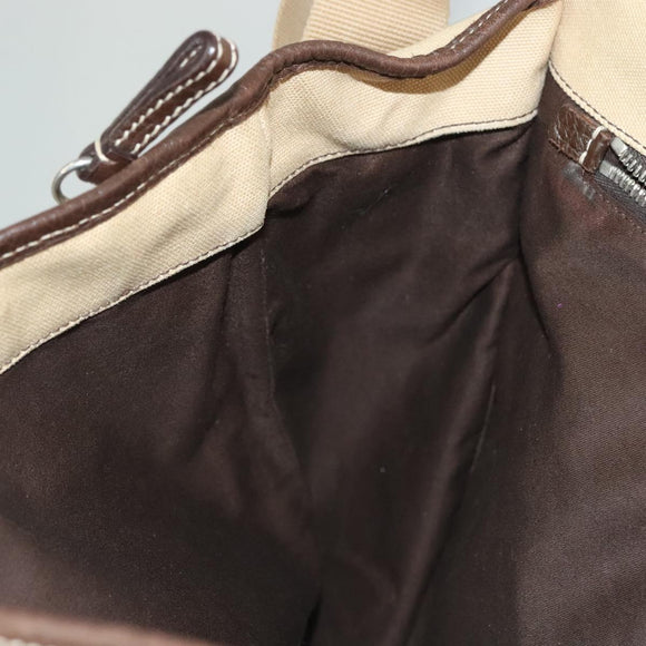 PRADA Shoulder Bag Canvas Beige Silver Auth 133380