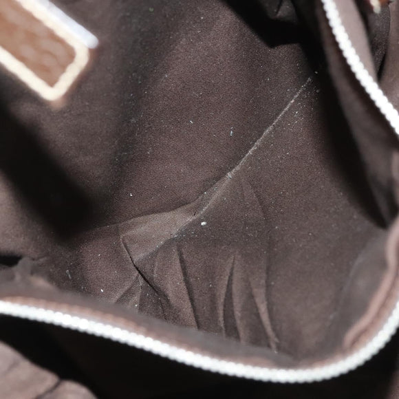 PRADA Shoulder Bag Canvas Beige Silver Auth 133380