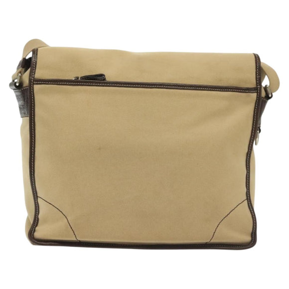 PRADA Shoulder Bag Canvas Beige Silver Auth 133380
