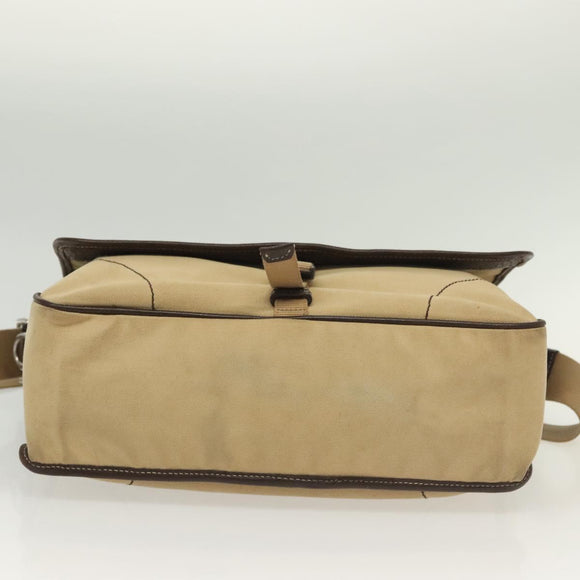 PRADA Shoulder Bag Canvas Beige Silver Auth 133380