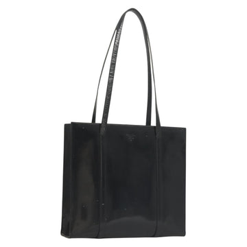 PRADA Shoulder Bag Patent leather Silver Navy Auth 133381