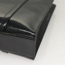 PRADA Shoulder Bag Patent leather Silver Navy Auth 133381-14