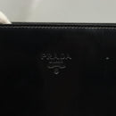 PRADA Shoulder Bag Patent leather Silver Navy Auth 133381-17