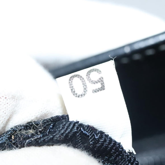 PRADA Shoulder Bag Patent leather Silver Navy Auth 133381